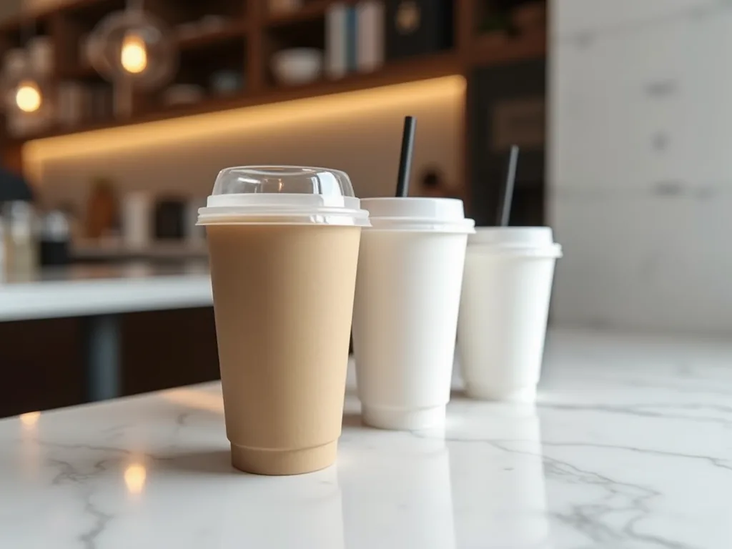 Copos descartáveis com tampas para bebidas take-away