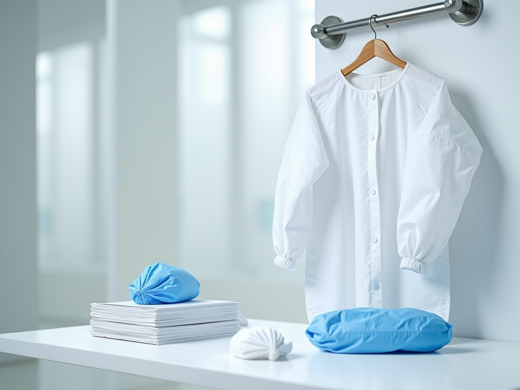 Bata descartável e touca de proteção para indústria alimentar